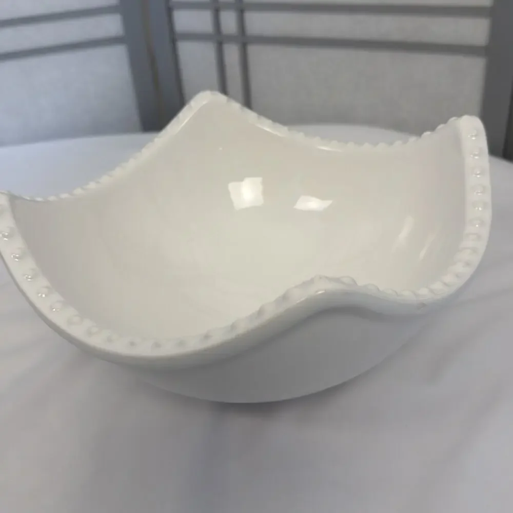 CERIART Made In Portugal Large White 4 Corner Square 10” Serving Bowl - READ
